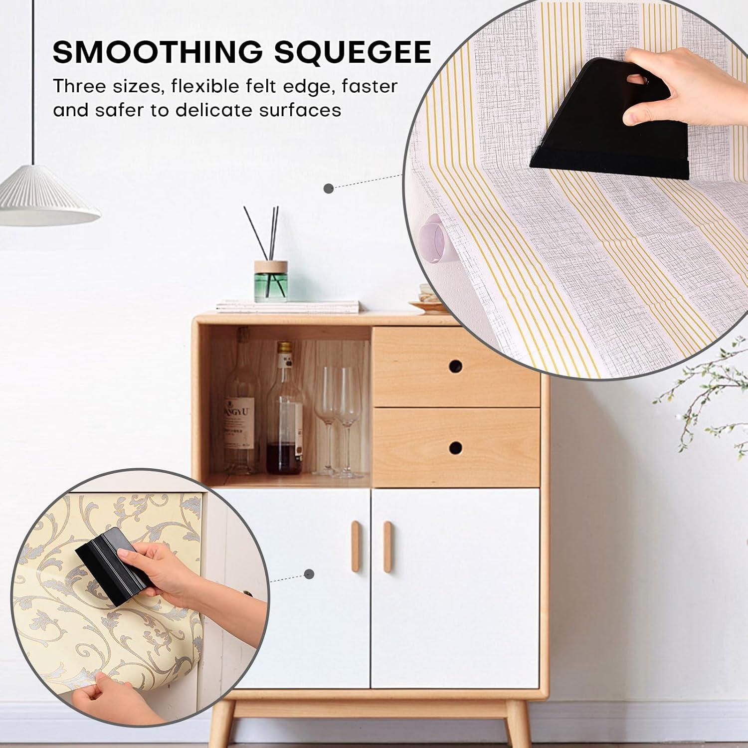 imageNEWISHTOOL Wallpaper Kit Wallpaper Smoothing Tool with Squeegee Smoother Seam Roller Wallpaper Brusher Wallpaper Stripper Sticker Scraper for Applying Peel and Stick Wallpaper Vinyl Backsplash