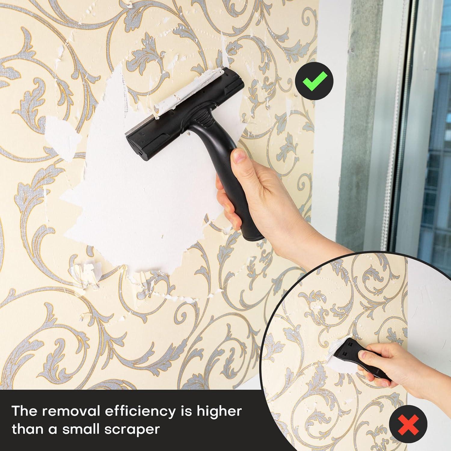 imageNEWISHTOOL Wallpaper Removal Tool Kit with Wall Paper Perforating Stripper Tool and 6Inch Blade Scraper Sticker Remover PerforatorScorer Remover and Scraper for Separating and Removing Wallcovering