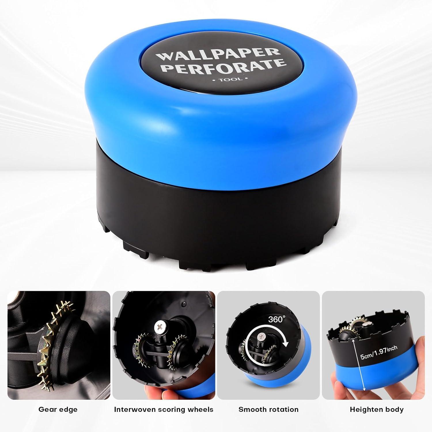 imageNEWISHTOOL Wallpaper Removal Tool Kit with Wall Paper Perforating Stripper Tool and 6Inch Blade Scraper Sticker Remover PerforatorScorer Remover and Scraper for Separating and Removing Wallcovering