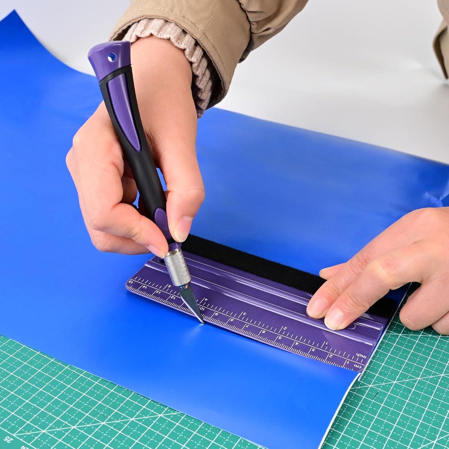 imageNEWISHTOOL Wallpaper Smoothing Tool for Applying Peel and Stick Contact Paper Vinyl Backsplash Tile Wallpapr Tools with Sponge Seam Roller Purple Smoother Felt Squeegee Precision Cutting Knife