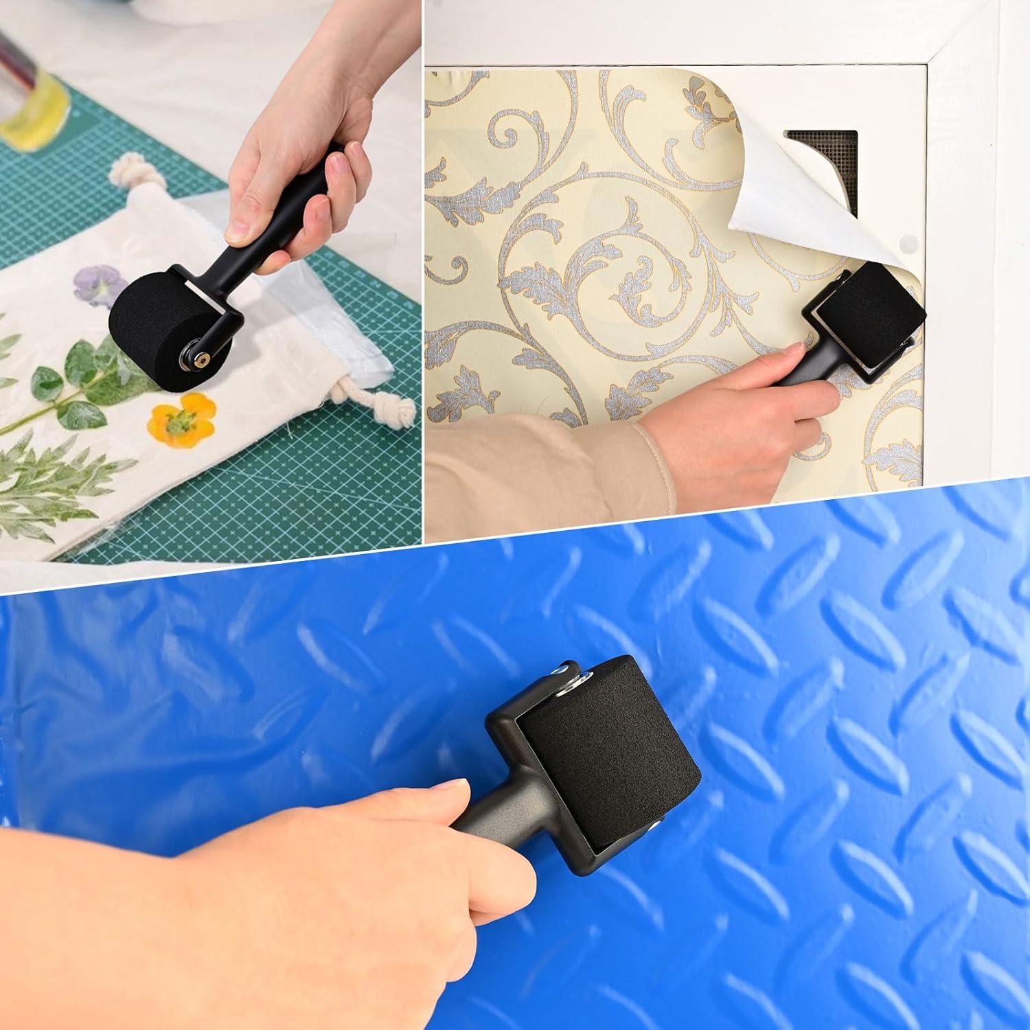 imageNEWISHTOOL Wallpaper Tool Kit Includes Smoother Felt Squeegee Wall Paper Scoring Tool Seam Roller 4Inch Heavy Duty Scraper and Blades Cutter for Wallpaper Removal Bubble Release Edge Finishing