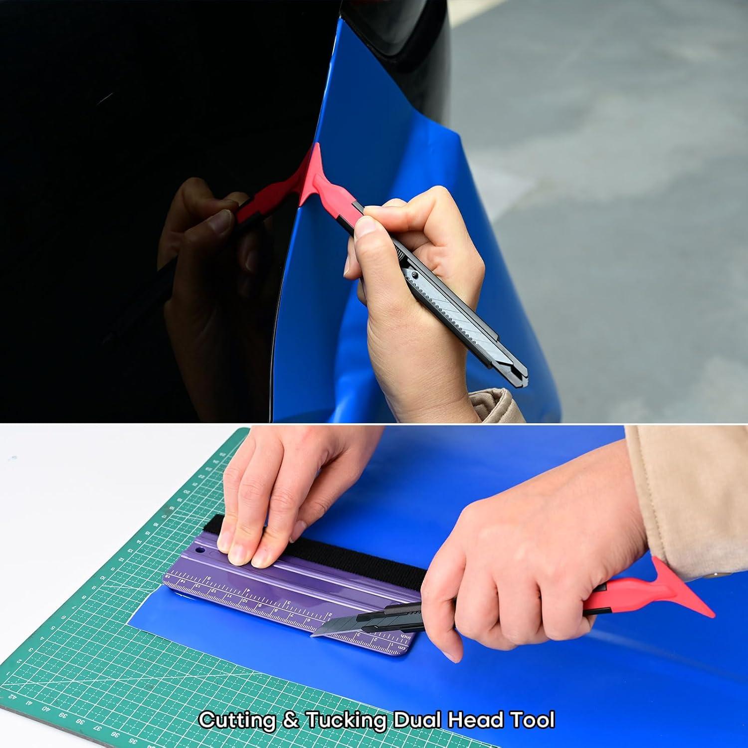 imageNEWISHTOOL Wallpaper Tool Kit Includes Smoother Felt Squeegee Wall Paper Scoring Tool Seam Roller 4Inch Heavy Duty Scraper and Blades Cutter for Wallpaper Removal Bubble Release Edge Finishing