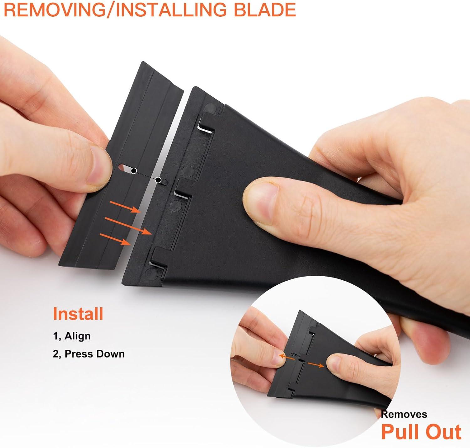 imageNEWISHTOOL Window Tint Kit Felt Squeegee for Vinyl Sticker Adhesive Remover Plastic Scraper Craft Film Knife Blade Set Car Wrap Tool