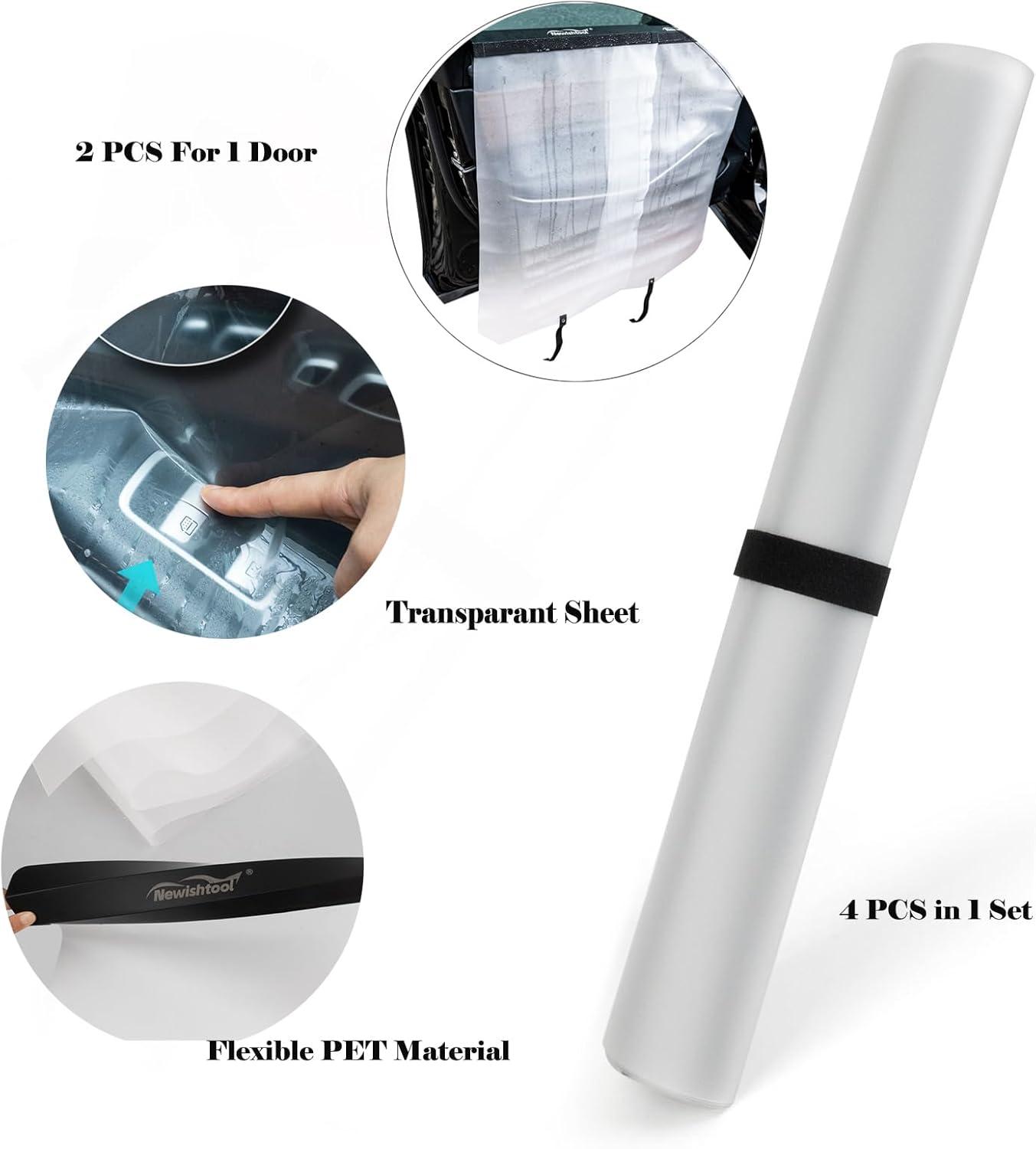 imageNEWISHTOOL Window Tint Kit Includes 4 Pcs Car Door Panel Cover and 1 PC Car Dash Cover Towel with Soak Rope for Window Film Installing Waterproof Tinting Kit for Automotive Glass Tinting Cleaning