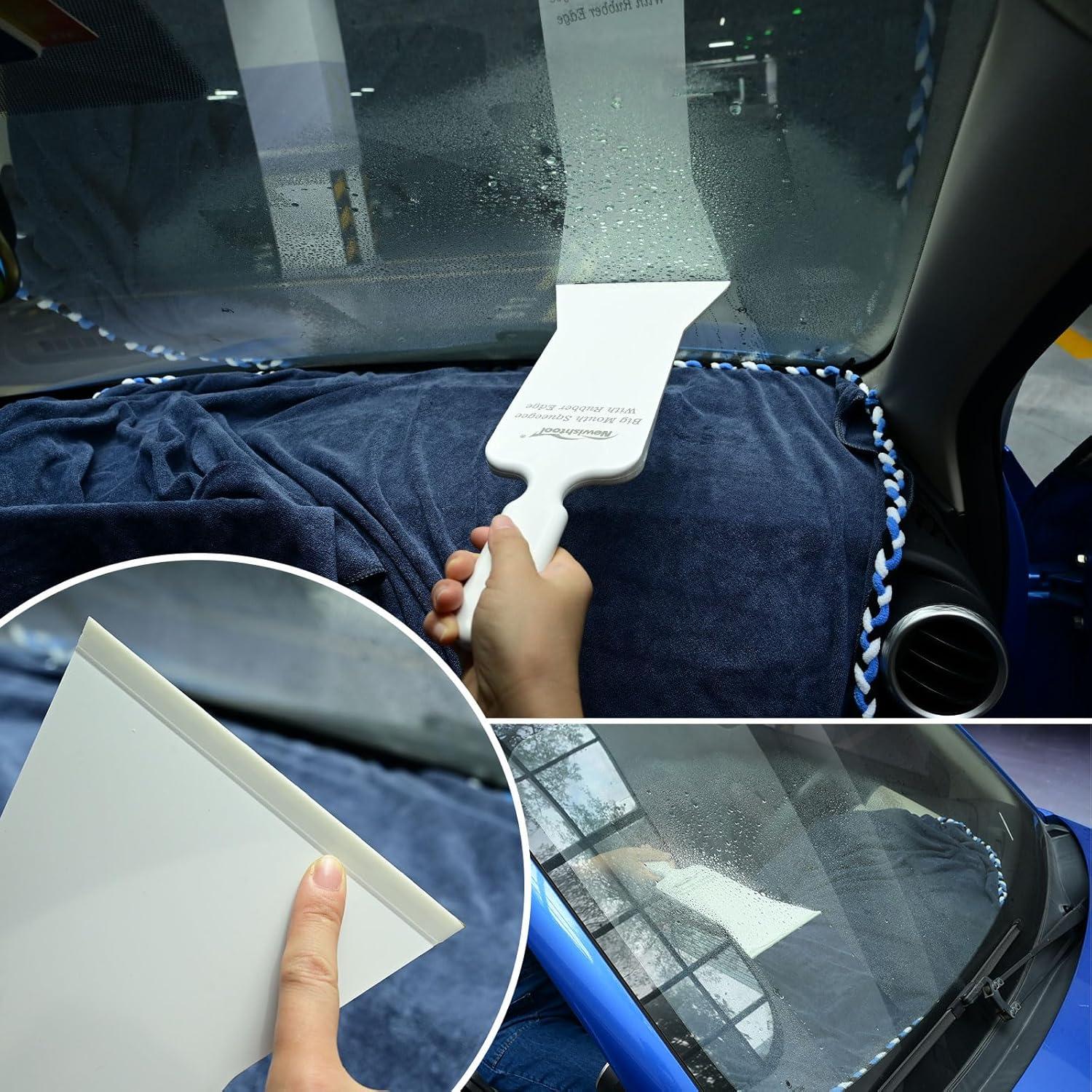 imageNEWISHTOOL Window Tint Kit Vinyl Wrap Tool Car Tinting Tools for Windshield Back Glass Tinting with Bulldozer Squeegee Scrubber Paddle Rubber Knife for Car Wrapping PPF Film Installation Auto Tint Kit