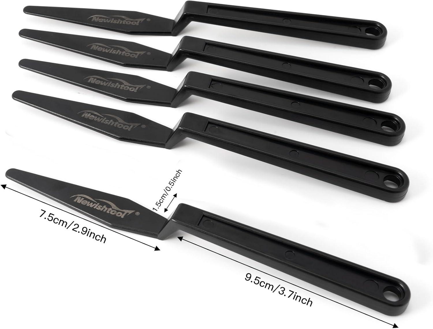 imageNEWISHTOOL Window Tint Tool 5 PCS Black Corner Squeegee with Long Handle and Flat Lip for Window Tinting Film InstallationBlack