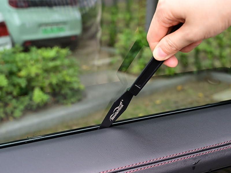 imageNEWISHTOOL Window Tint Tool 5 PCS Black Corner Squeegee with Long Handle and Flat Lip for Window Tinting Film InstallationBlack