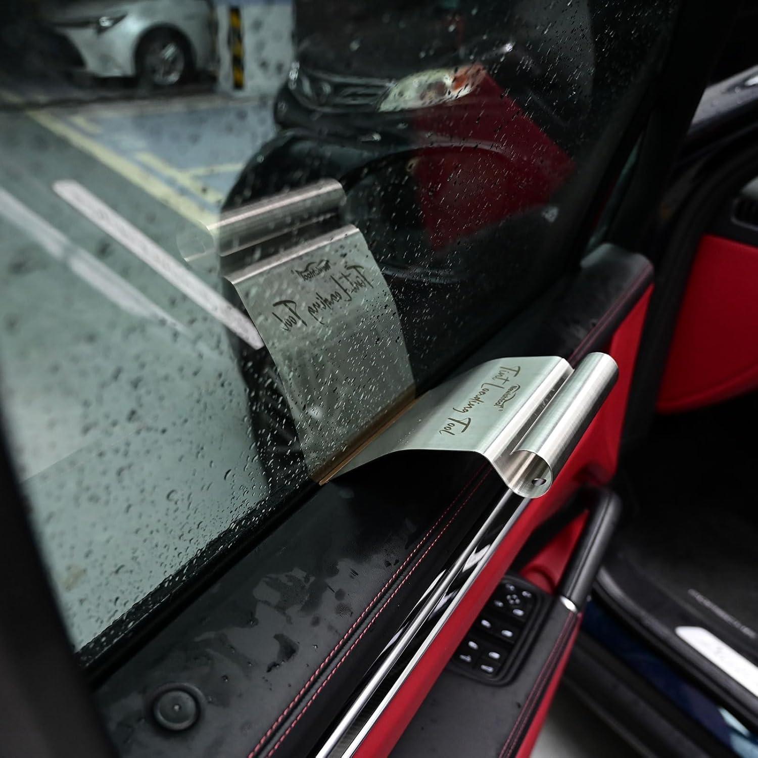 imageNEWISHTOOL Window Tint Tool Film Loading Tool 2 PCS Stainless Steel Speed Loader Auto Window Film Install Tool Top and Bottom Speed Loader Window Glass Sun Protection Film Tinting Tool