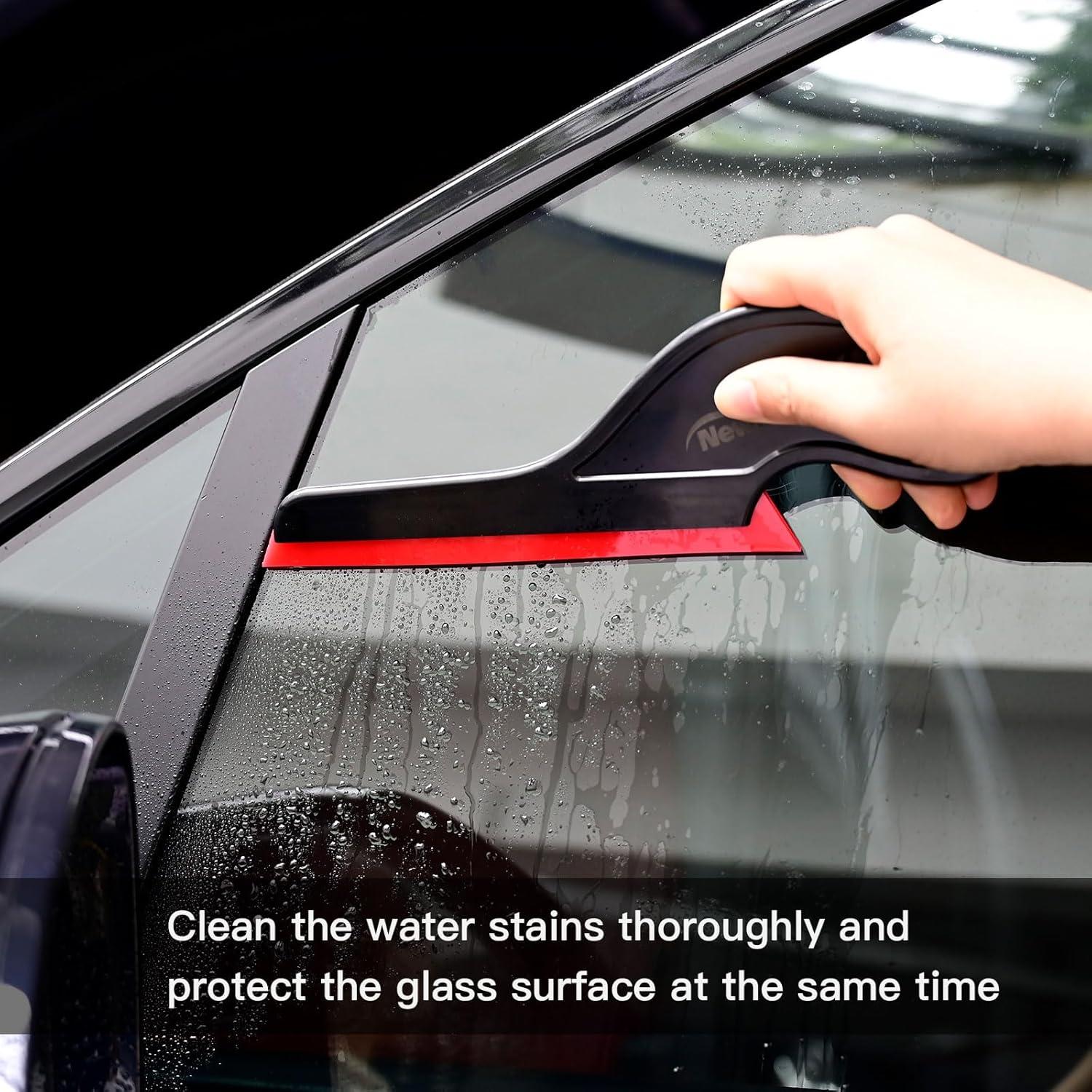 imageNEWISHTOOL Window Tint Tools 3 PCS Side Wiper Swiper Silicone Squeegee Car Squeegee Water Blade with Long Handle for Auto Window Tinting Glass Film Installation Windshield Cleaning ampamp Water Removing