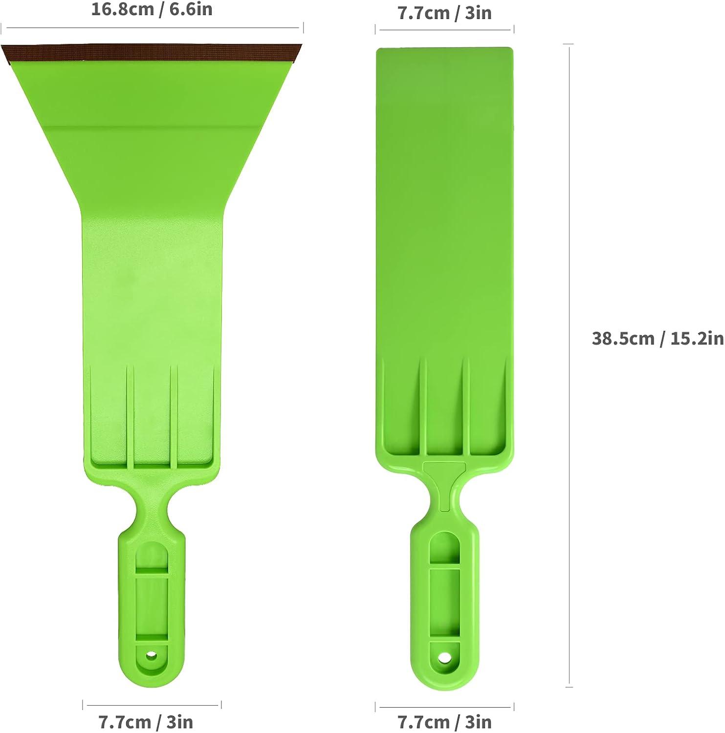 imageNEWISHTOOL Window Tint Tools Bulldozer Squeegee Kit Green Wide Mouth ampamp Scrubber Paddle Scraper with Spare Scouring Pads for Windshield Cleaning Window Film Installing Long Handle Tint ToolsGreen