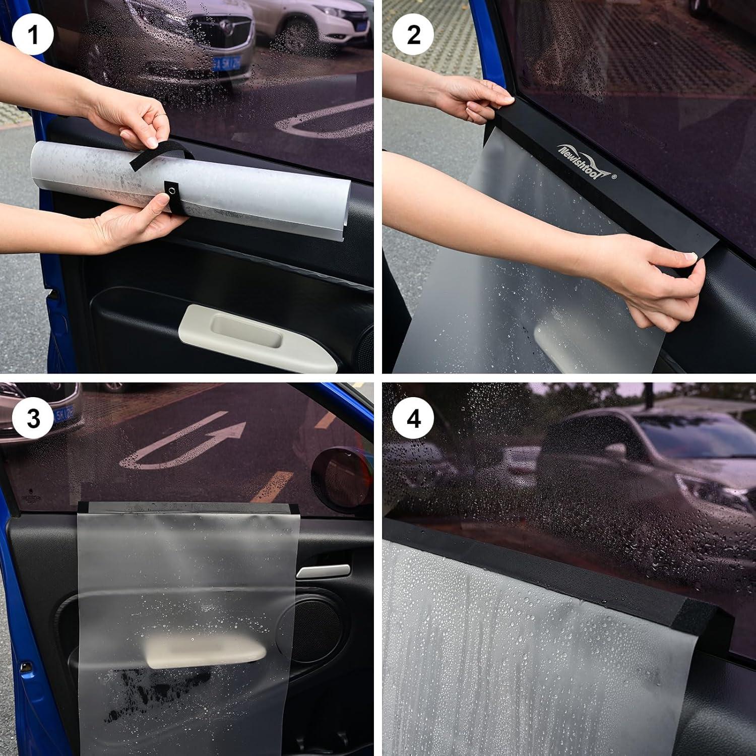 imageNEWISHTOOL Window Tinting Kit with 2 Pcs Car Door Panel Cover Scrubber Paddle Bulldozer Squeegee with Spare Scouring Pads Magnet PPF Squeegee Tint Film Install Tool Utility Knife and Spare Blades
