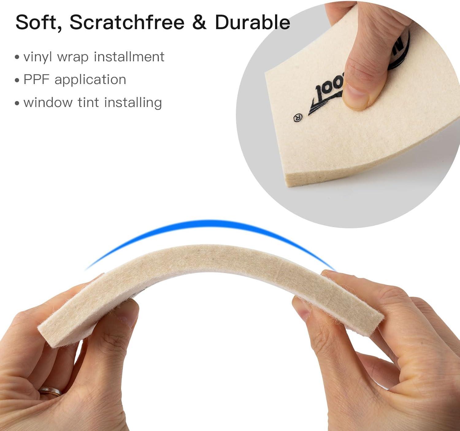 imageNEWISHTOOL Wool Felt Squeegee for Window Tinting 2 Sizes Shrink Wool Squeegee ScratchFree Soft Window Tint Applicator