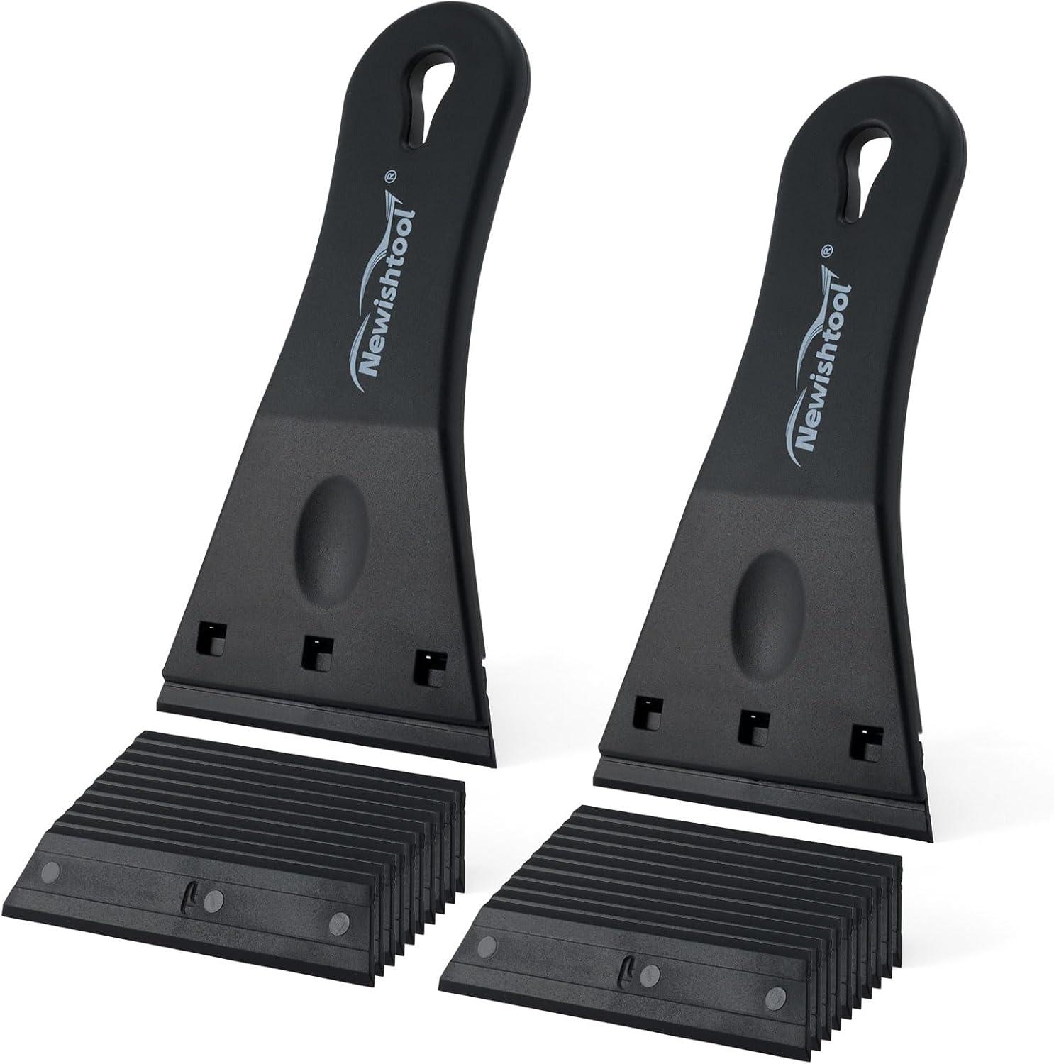 imageNewishTool Plastic Razor Scraper with 3Inch Blade Pack of 2 with 20 Extra Blades for Glue Residue Labels Decals ampamp Stickers on Windows ampamp Glass