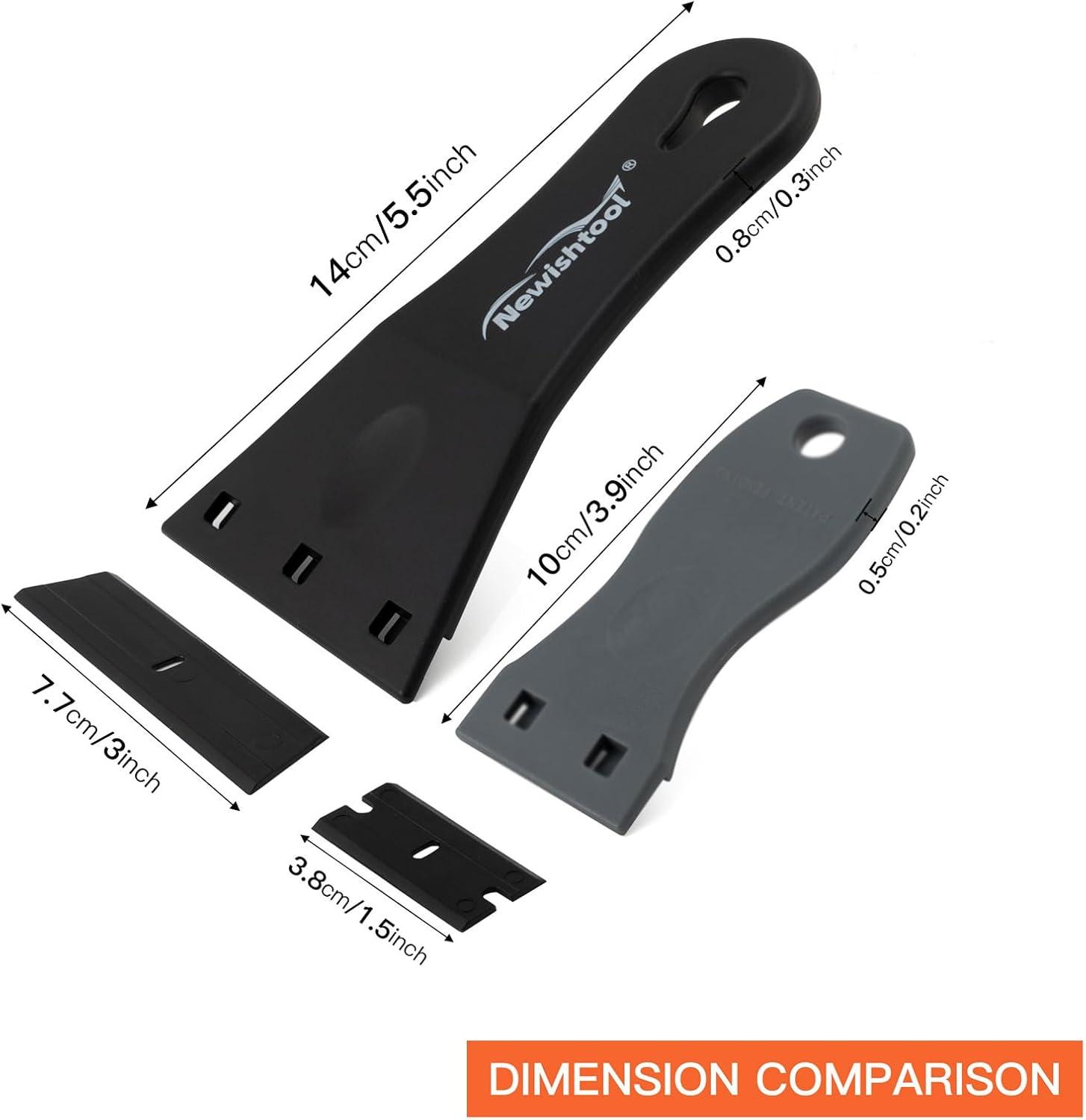 imageNewishTool Plastic Razor Scraper with 3Inch Blade Pack of 2 with 20 Extra Blades for Glue Residue Labels Decals ampamp Stickers on Windows ampamp Glass