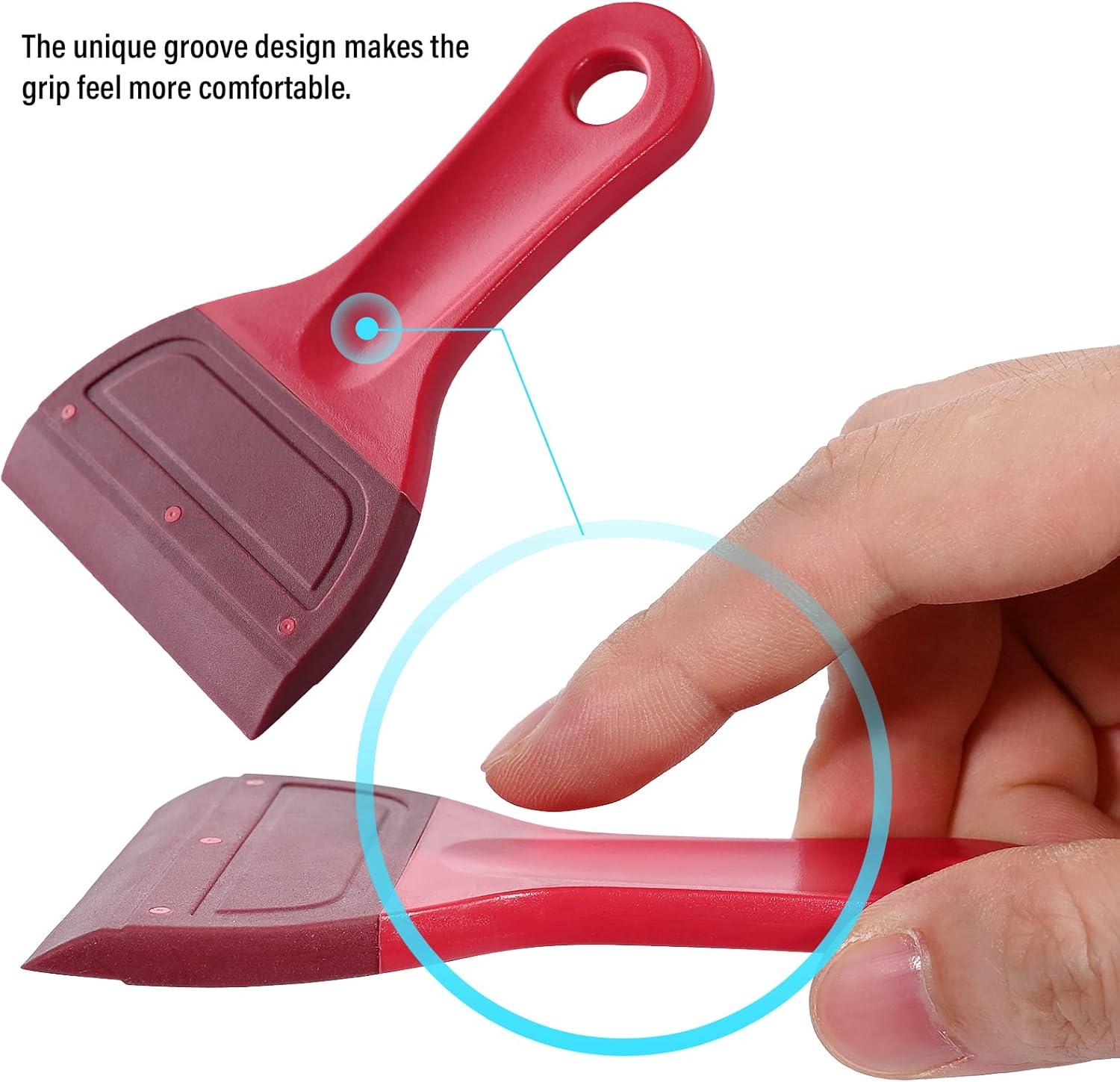 imagePack of 2 Small Squeegee Soft Rubber Blade Screen Printing Squeegee SelfAdhesive Screen Mesh Stencil Painting Squeegee for Apply Chalk Paste or Ink Desktop Screen Cleaning Tools