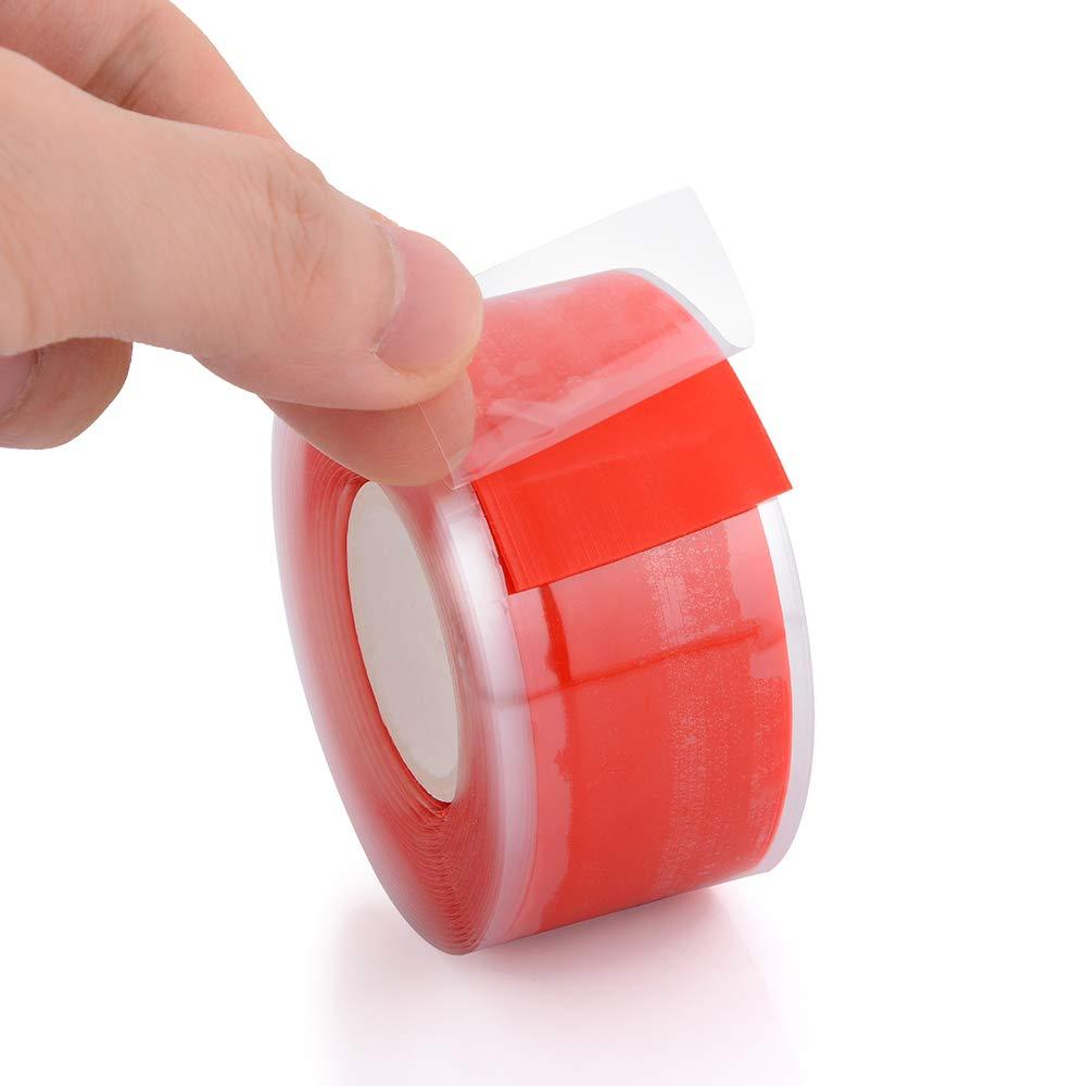 imageSelfFusing Silicone Fusional Repair Tape  SelfAdhesive for Leak Seal Repair  Electrical Insulation  Heat Resist ampamp Waterproof  Airtight  MultiPurpose Soft Rubber Strip  3m x 25mm x 05mm  Red
