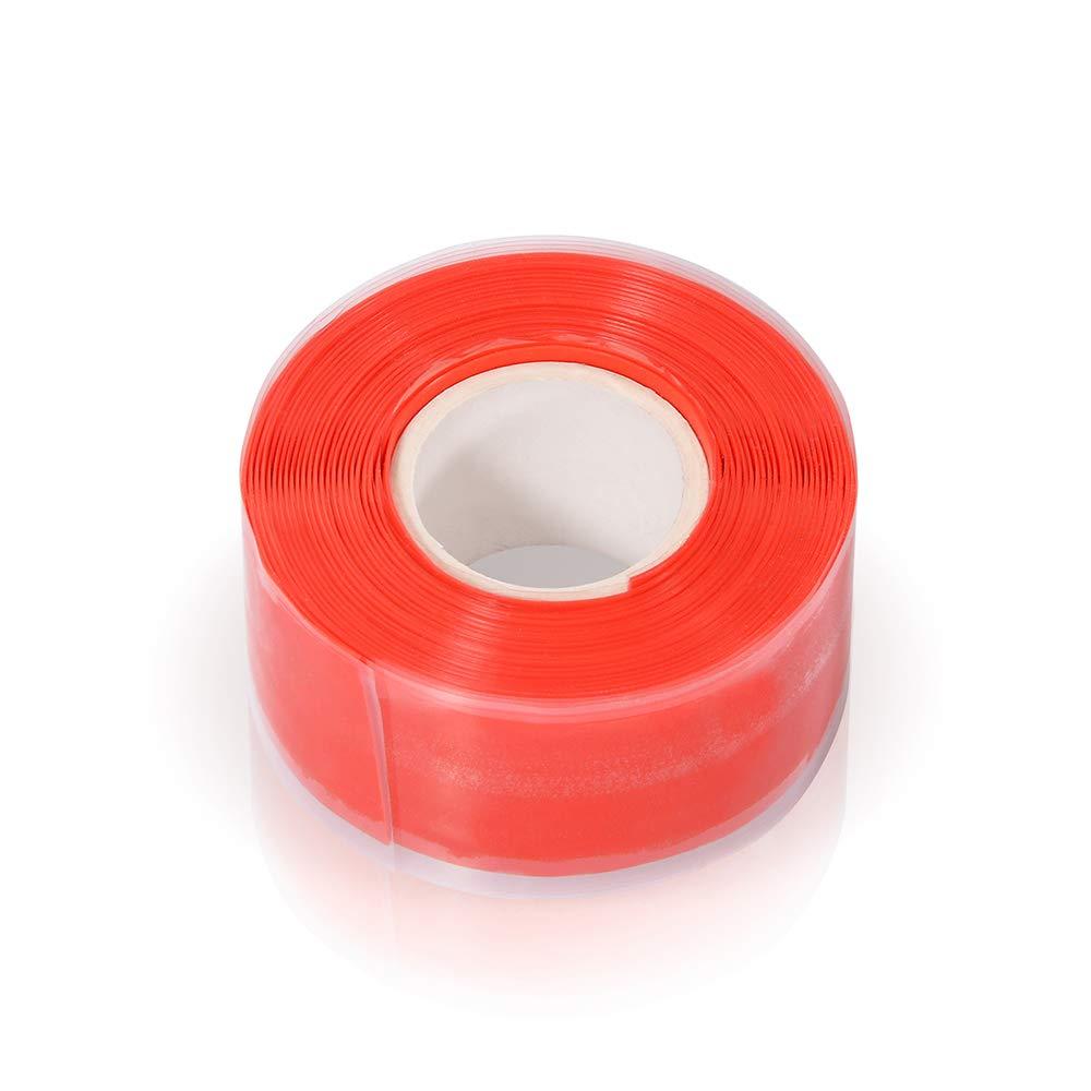 imageSelfFusing Silicone Fusional Repair Tape  SelfAdhesive for Leak Seal Repair  Electrical Insulation  Heat Resist ampamp Waterproof  Airtight  MultiPurpose Soft Rubber Strip  3m x 25mm x 05mm  Red