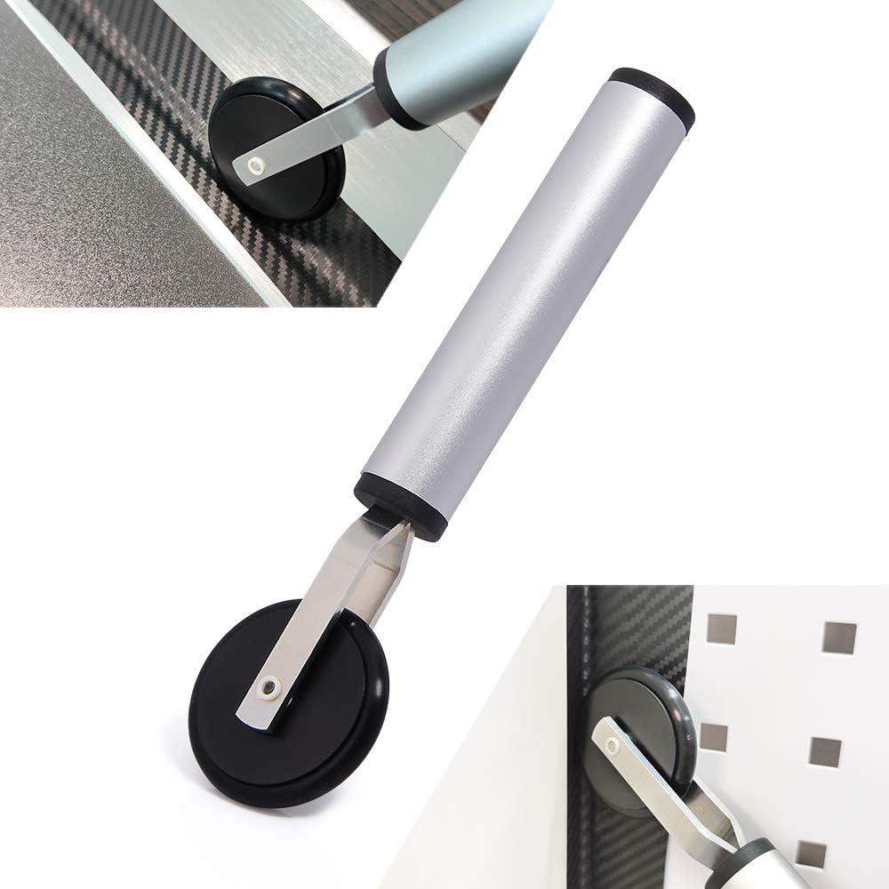 imageSingle Wheel Rubber Seam Roller Car Detailing Tool Vinyl Wrap Applicator for Details Riding EdgeLines Contour Squeegee Screen Rolling Portable Handle Soft Rubber Roller for Window Tint Installing