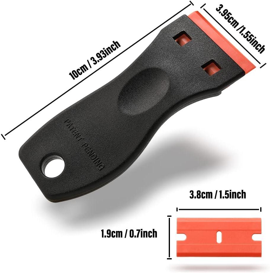 imageSticker Scraper Tool Set include 120 Pcs 15 Inch Plastic Scraper Blades  2 Pcs Plastic Razor Blade Scraper for Auto Vinyl Wrap Window Tint Glass Cleaning Adhesive Glue Paint Remove Plastic Scraper