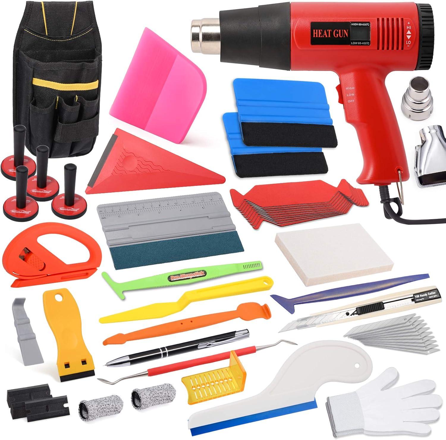 imageVinyl Wrap Tool Kit for Car Wrapping Window Tinting Film Application and PPF Installation Includes 110V Heat Gun for Vinyl Toolkit Bag Micro Wrap Squeegee Magnet Holder Film Cutter Scraper