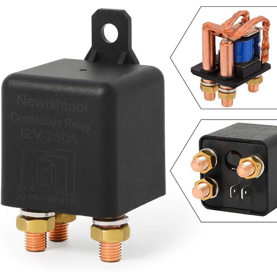 image12V 250A Continuous Relay OnOff Power Switcher Automotive Starter Relays for Car Truck Boat Electrical Control 5 Pin SPDT Split Charger  Heavy Duty Copper Lugs with Boots  Wire Terminal Connectors1Pc Relay