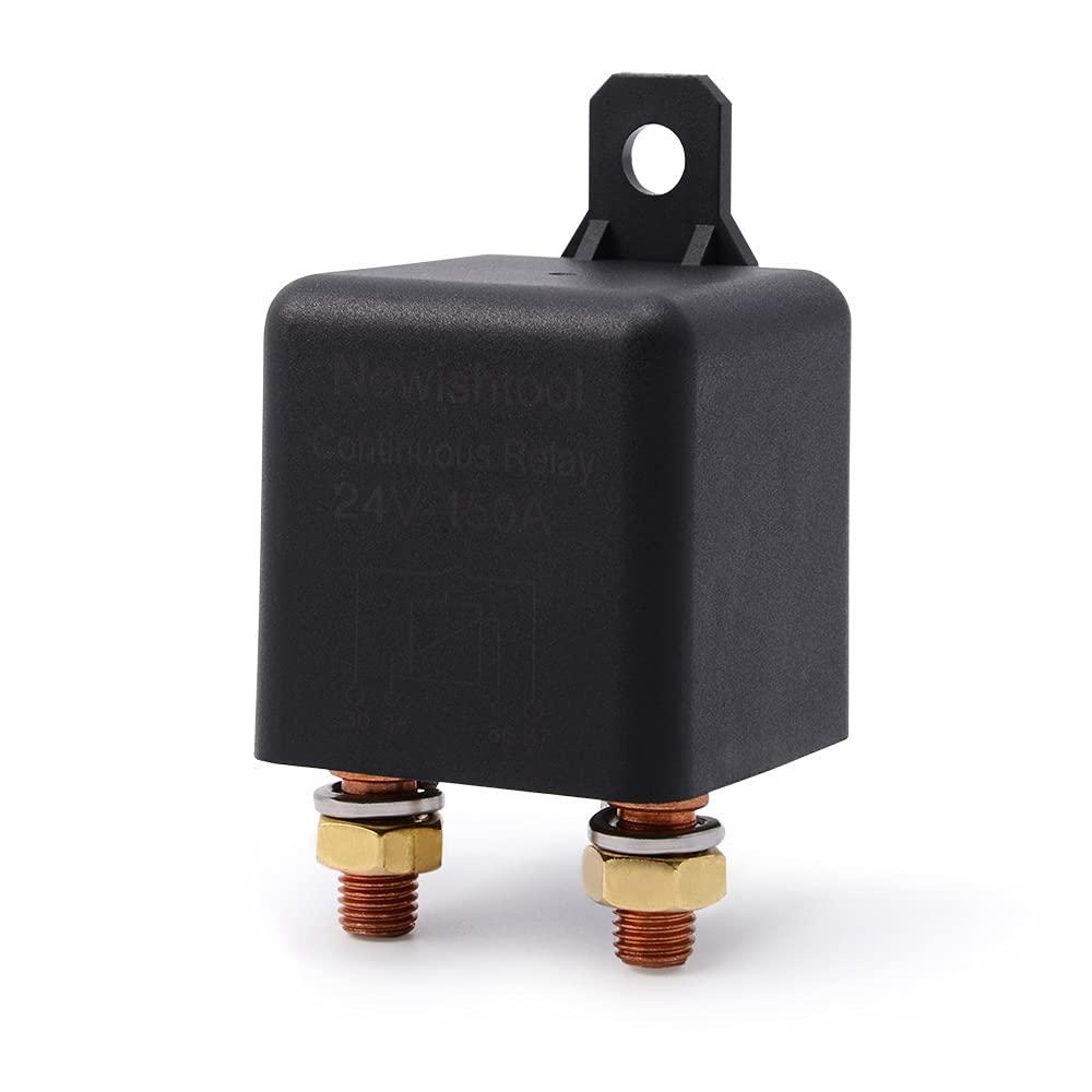 image24V 150A Continuous Duty Relay Starter Switch Automotive Split Charger Relay Power Changeover Control SPST 4 Pin Terminals Normal Open Contactor Switches for Marine Vehicle