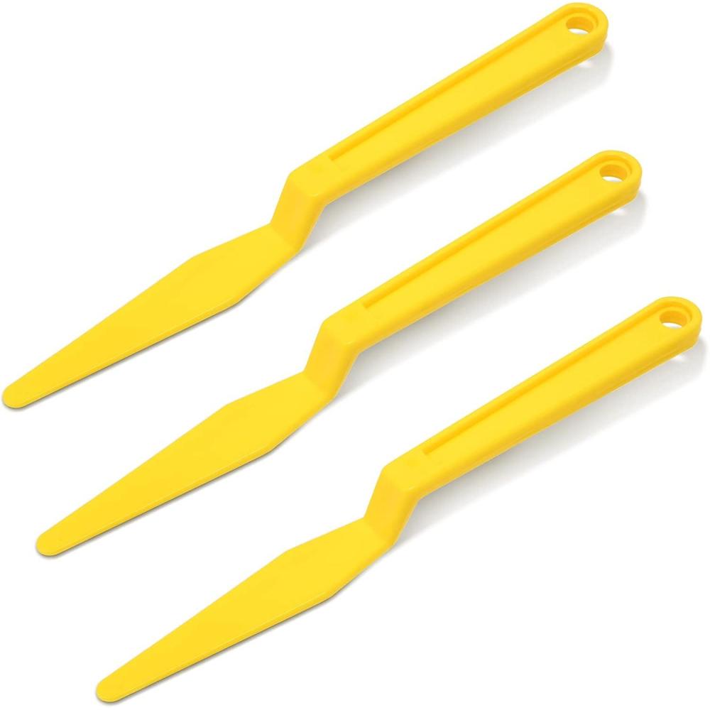 image3 Pcs Window Tint Tools Vinyl Wrap Shank Gasket Squeegee Yellow Long Handle Micro Squeegee Car Tinting Wrap Squeegee Corner Scraper for Auto Window Vinyl Film Wrapping Long Reach Tools