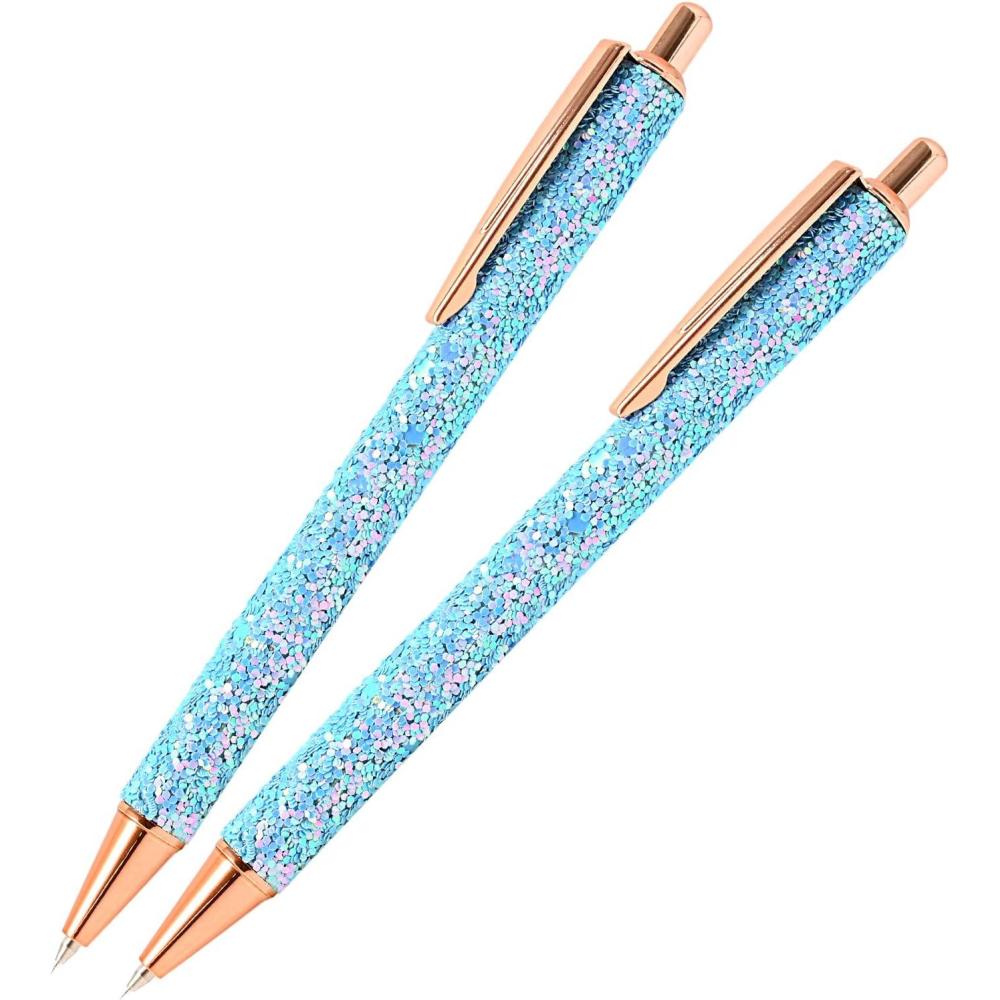 imageNEWISHTOOL 2 Pack Glitter Pin Pen Weeding Tool Air Relase Pen for Car Wrap Installation Vinyl Craft Adhesive Weeding and Removing Negative Pieces Shinny Sequins Weed Pens for VinylGlitter Blue