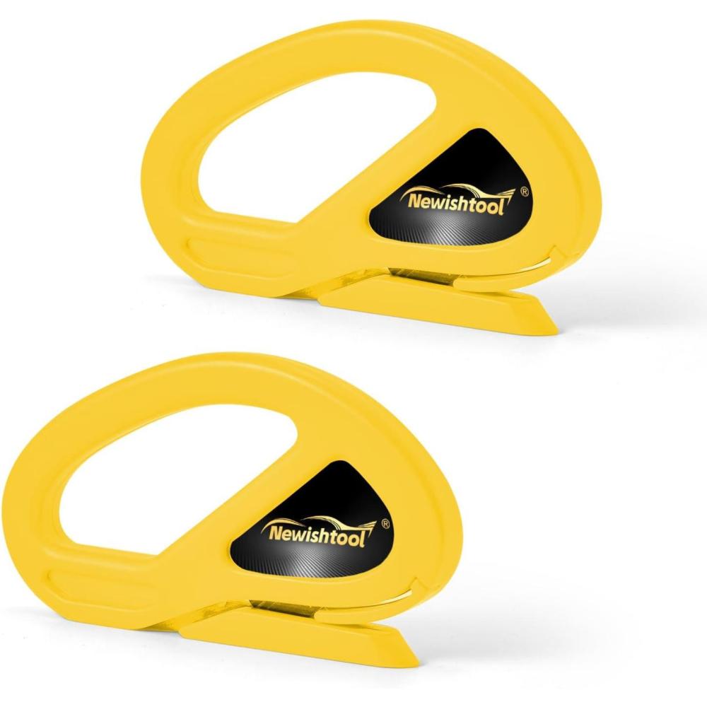 imageNEWISHTOOL 2 Pack Wrapping Paper Cutter Christmas Gift Wrap Cutter Wrapping Paper Cutter Sliding Knife Tool Holiday Gift Wrap Cutting Tool Snitty Safety Cutter with Concealed BladeYellow