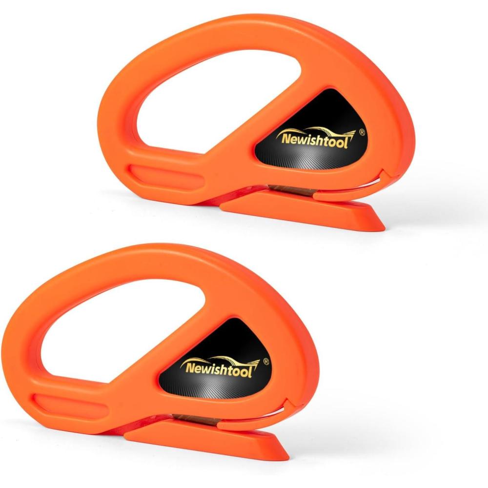 imageNEWISHTOOL 2 Pack Wrapping Paper Cutter Christmas Gift Wrap Cutter Wrapping Paper Cutter Sliding Knife Tool Holiday Gift Wrap Cutting Tool Snitty Safety Cutter with Concealed BladeOrange