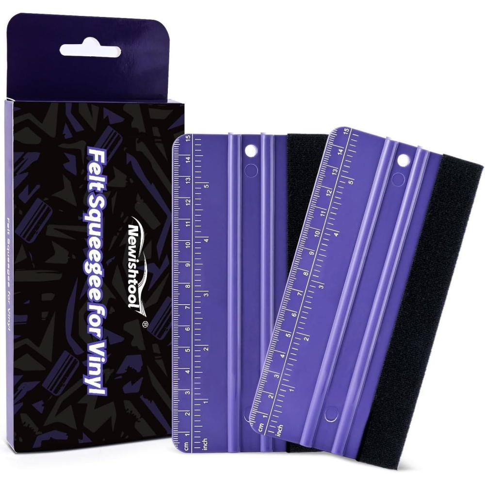 imageNEWISHTOOL 2 Pieces Purple FabricEdged Squeegee with Dual Scales 59 Inch  15 cm Measurements for Auto Car Tint Film Application Vinyl Wrap and PPF Installation Scratch Free Use