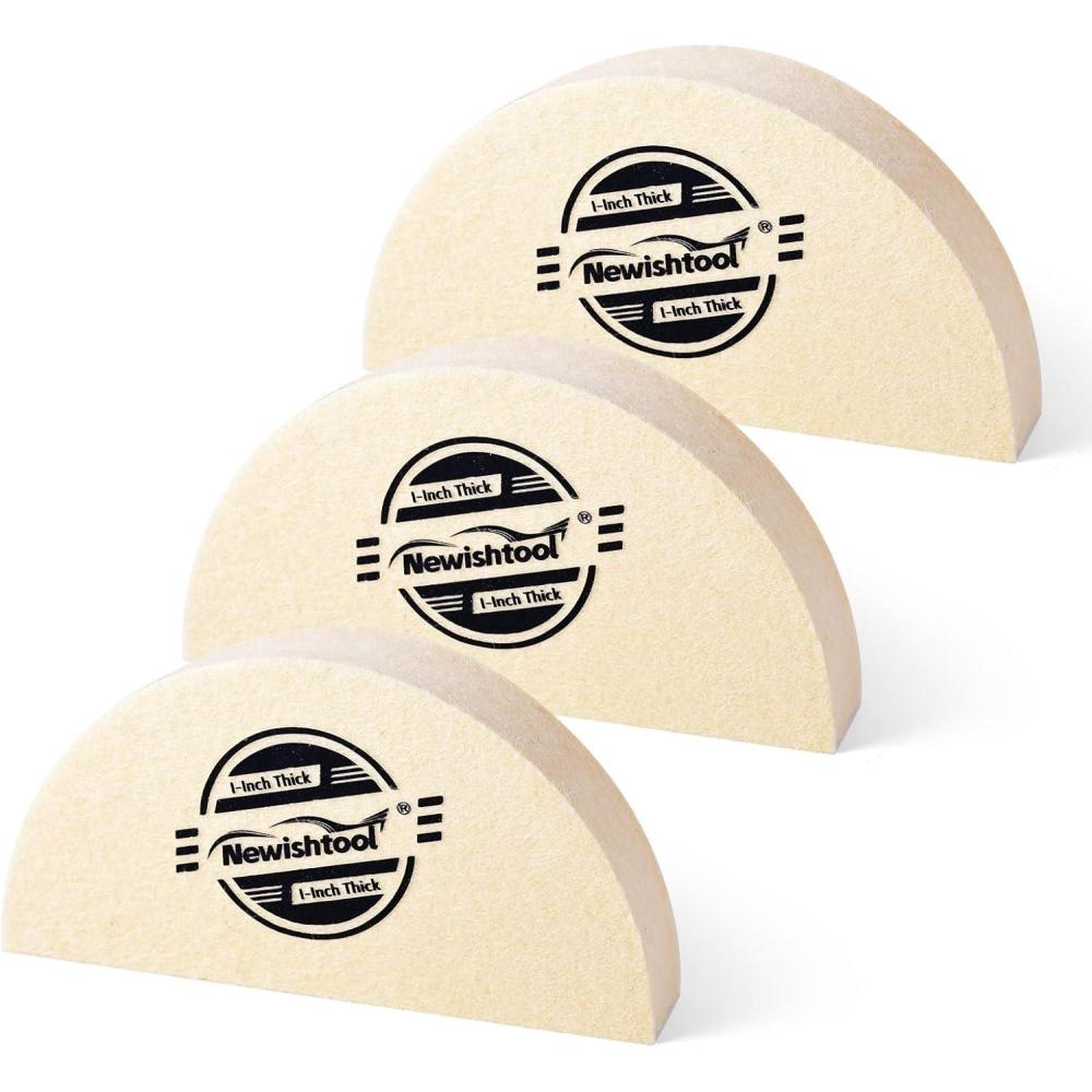 imageNEWISHTOOL 3 PCS Wool Felt Squeegee Window Tint Tools 1 Inch Thick Scratch Free Soft Woolen Squeegee for Vinyl Wrap Glass Tint Film Car Wrapping PPF Installation HalfMoon ShapedHalfMoon Shaped