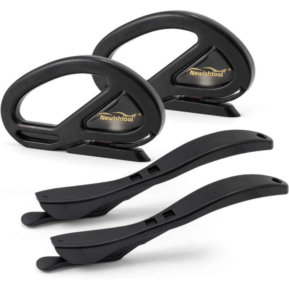 imageNEWISHTOOL 4 Pack Blue Wrap Cutter Wrapping Paper Cutter Safety Knife for Cutting Wrap Papers Craft Paper 2 Types Sliding Cut Tool Paper Slitter KnifeBlack