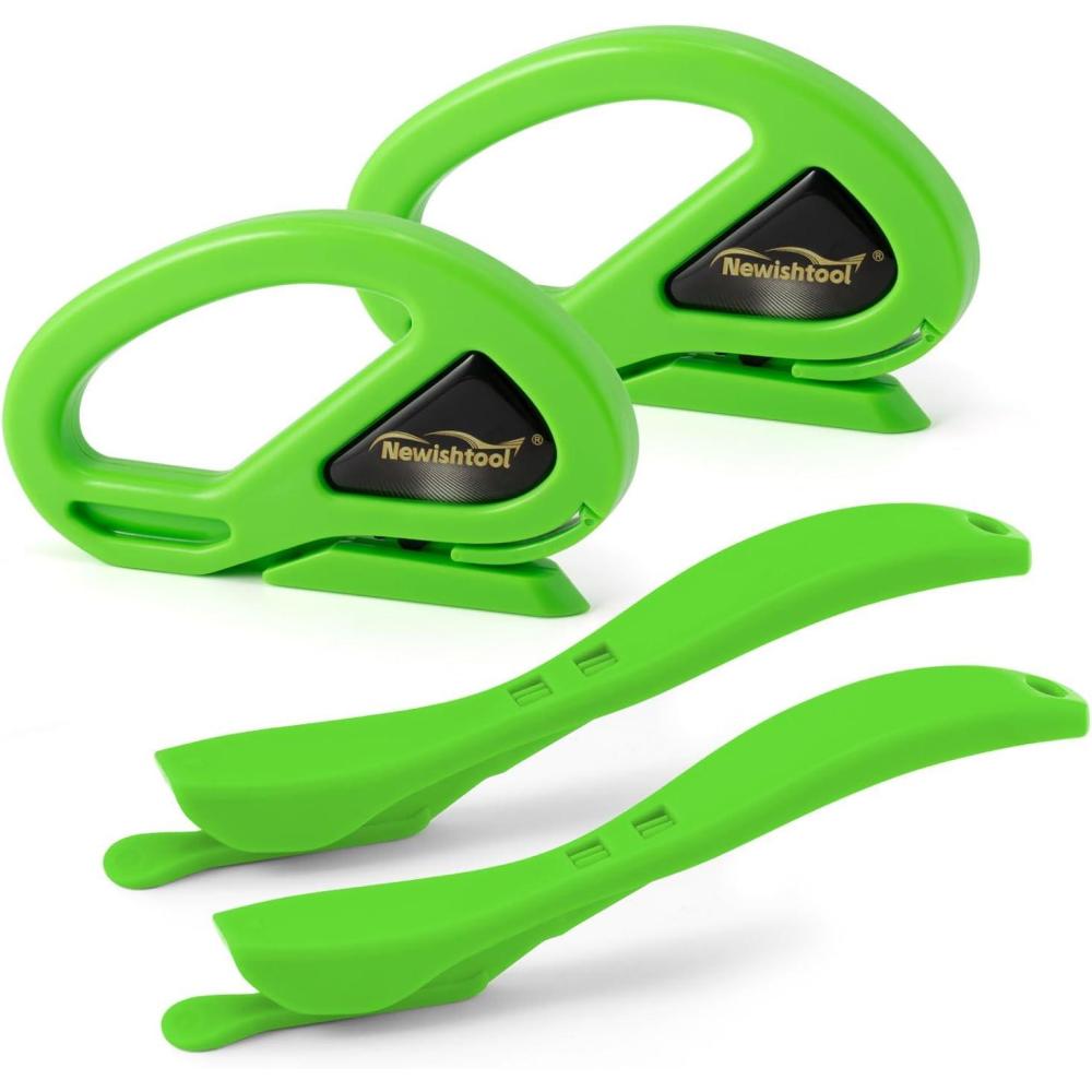 imageNEWISHTOOL 4 Pack Blue Wrap Cutter Wrapping Paper Cutter Safety Knife for Cutting Wrap Papers Craft Paper 2 Types Sliding Cut Tool Paper Slitter KnifeGreen