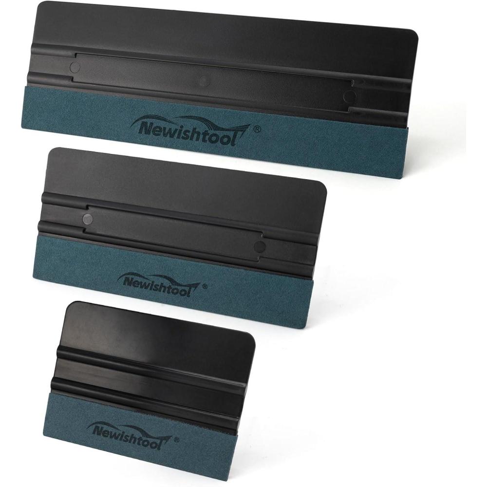 imageNEWISHTOOL 7 In 1 Vinyl Squeegee Tool Different Sizes Plastic Scraper Cards with Micro Fiber Suede Felt Edge Felt Squeegee Set for Wallpaper Smoothing Car Wrapping Window Tinting and PPF Installing3 Pcsblack