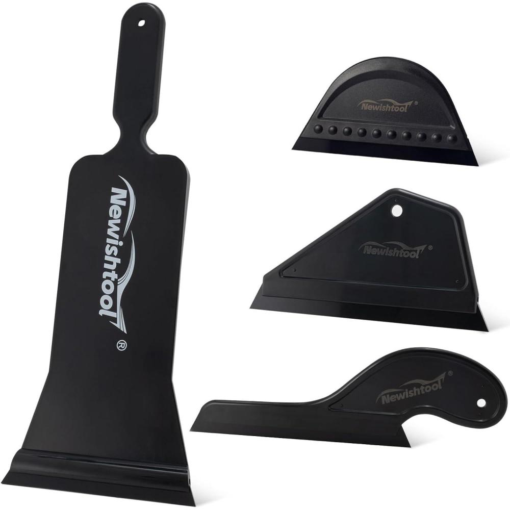 imageNEWISHTOOL Bulldozer Squeegee Kit Tint Tools Long Handle Rubber Squeegee for FrontBack Rear Window Film Application Pack of 3 Different Durometer Blade Replaceable Auto Flat Glass Tint Squeegee4 IN 1 Squeegee Set