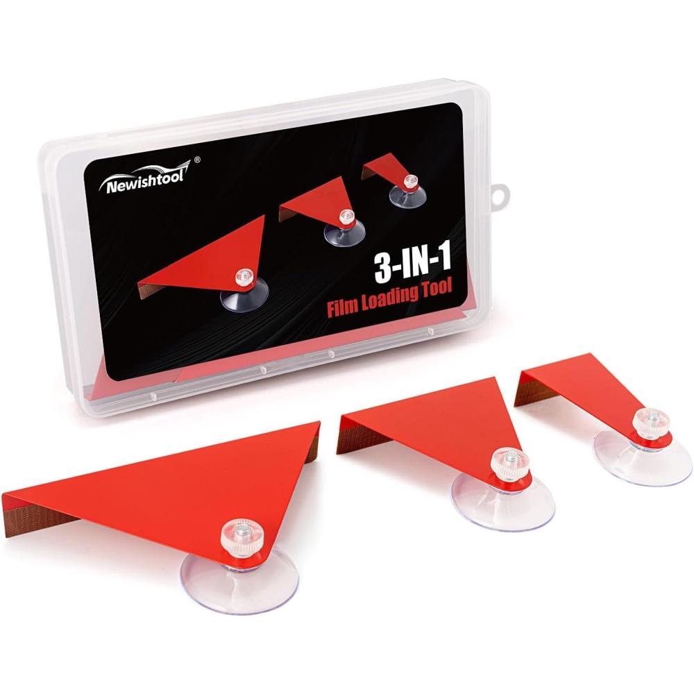 imageNEWISHTOOL Car Vinyl Wrap Tool Top Film Loading Tool 3 PCS Different Sizes Stainless Steel Made Film Loader with Suction Cup Speed Loader Tool for Car Roof Gaps Vinyl Loading Wrap Tools