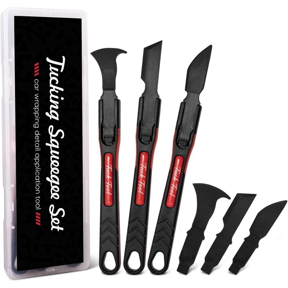 imageNEWISHTOOL Micro Squeegee Vinyl Wrap Tool 6 in 1 Pro Wrapping Stick Squeegee Tuck Tools HeatResistant POM Car Wrapping Tool Seam Edge Detail Application for Vinyl Tucking Sealing and Film Cutting