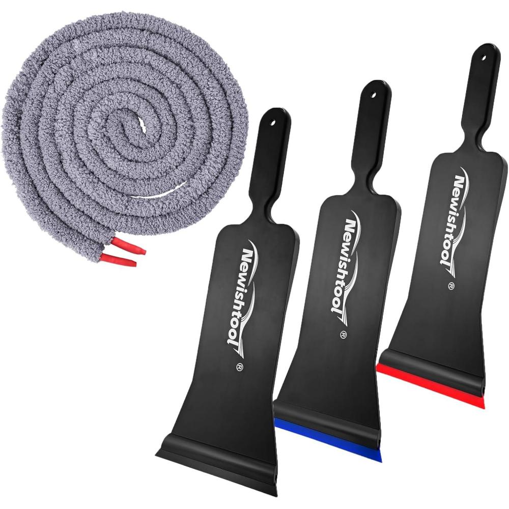 imageNEWISHTOOL Professional Car Tint Tools Long Handle Squeegee ampamp Rope with Different Hardness Rubber Blade for Windshield Washing ampamp Tinting