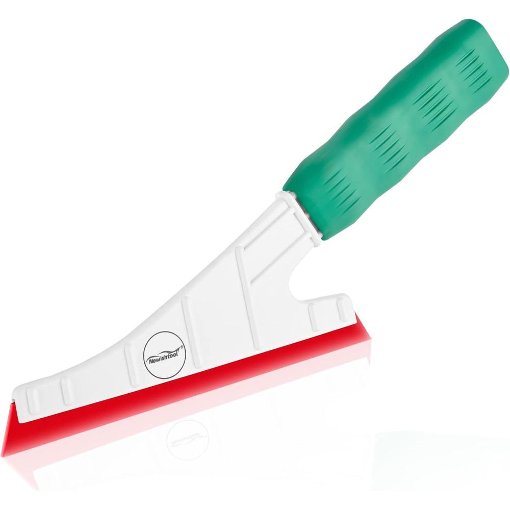 imageNEWISHTOOL Soft Rubber Squeegee for Vinyl Handle Water Squeegee for Mirror Shower Glass Door Window Cleaning Vinyl Wrap Window Tint Kit Sharp Corners No Bevel Channel Blade for Hard to Reach Spots