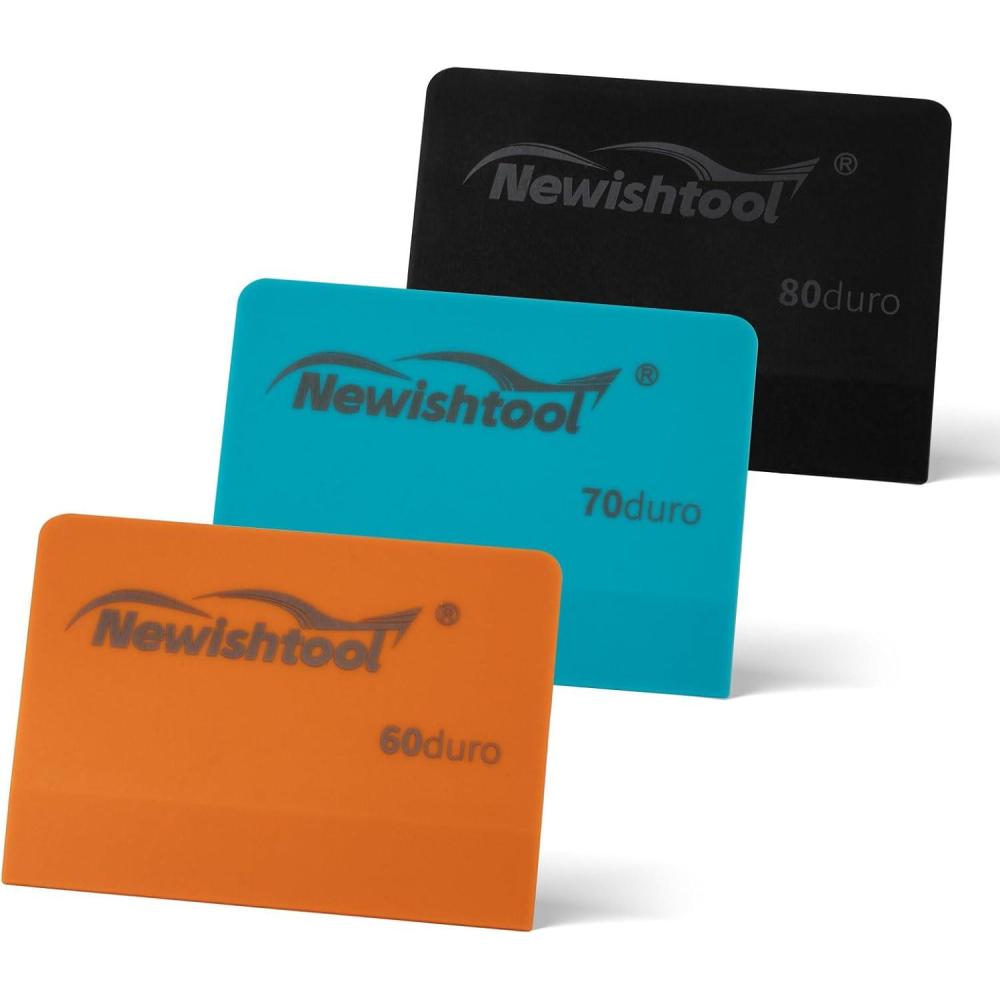 imageNEWISHTOOL Soft Silicone Squeegee 3 PCS Silicone Scraper in 3 Different Durometer Window Tint Tools PPF Squeegee Kit Small Squeegee for Car Windows Film Application VBlade Water Removal Scraper