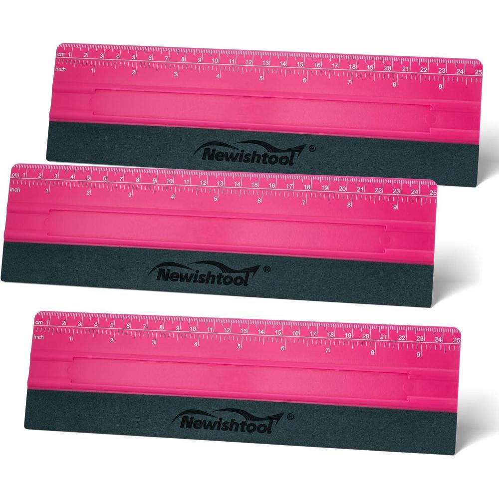 imageNEWISHTOOL Vinyl Wrap Squeegee for Vinyl Big Size Wallpaper Smoothing Squeegee 3 Pack 25CM Decals Squeegee with Ruler ampamp Micro Suede Felt Edge for Sign Making Graphic Window Tint Film ApplicationRose Pink
