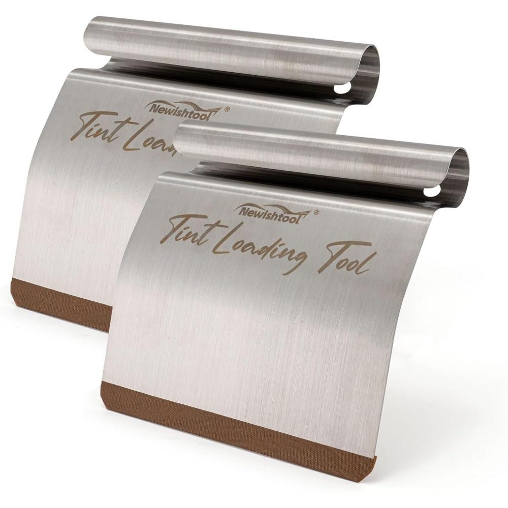 imageNEWISHTOOL Window Tint Tool Film Loading Tool 2 PCS Stainless Steel Speed Loader Auto Window Film Install Tool Top and Bottom Speed Loader Window Glass Sun Protection Film Tinting Tool