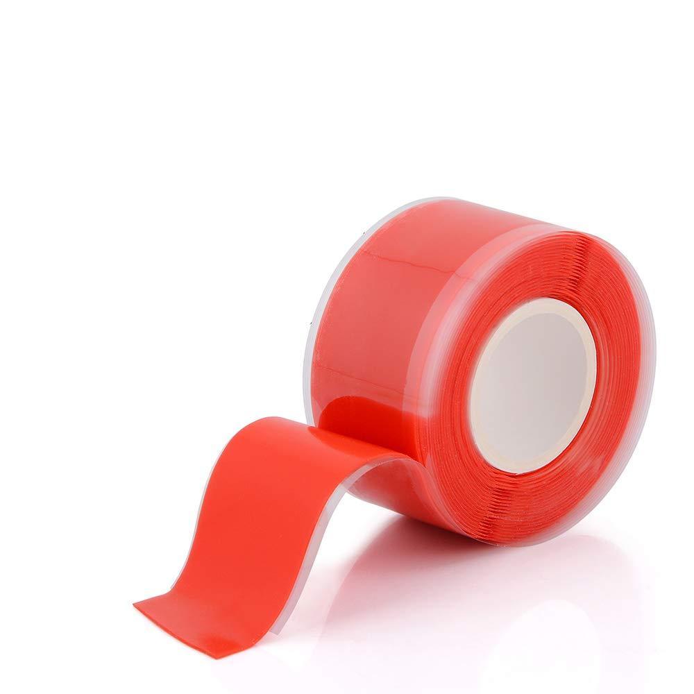 imageSelfFusing Silicone Fusional Repair Tape  SelfAdhesive for Leak Seal Repair  Electrical Insulation  Heat Resist ampamp Waterproof  Airtight  MultiPurpose Soft Rubber Strip  3m x 25mm x 05mm  Red