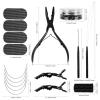 imageNEWISHTOOL Micro Links Hair Extensions Kit Hair Extension Pliers for Beads Hair Extension Loop Needle Pulling Hook Tool Bead Device Tool Kits Micro Link Tools for Hair or Feather Extensions StylingBlack Set