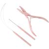 imageNEWISHTOOL Micro Links Hair Extensions Kit Hair Extension Pliers for Beads Hair Extension Loop Needle Pulling Hook Tool Bead Device Tool Kits Micro Link Tools for Hair or Feather Extensions StylingPink