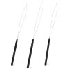 imageNEWISHTOOL Stainless Steel Hair Extension Loop Needle Threader Wire Pulling Hook Tool and Bead Device Tool Micro Link Tool Loop Threader for Hair Silicone Beads Feather Extensions Supplies Pack 3Black
