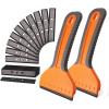 imageNEWISHTOOL 4inch Plastic Razor Blade Scraper 2 PCS Big Blade Paint Scraper Sticker Remover Scraper Tool with 20 Pcs Blades for Glue Label Decal Wallpaper Removing Glass Cleaning