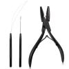 imageNEWISHTOOL Micro Links Hair Extensions Kit Hair Extension Pliers for Beads Hair Extension Loop Needle Pulling Hook Tool Bead Device Tool Kits Micro Link Tools for Hair or Feather Extensions StylingBlack
