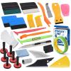 imageNEWISHTOOL Pro Vinyl Wraps Applicator Tool Kit Window Tint Film Car Wrapping Tools Includes 164Ft Knife Less Tape Felt Squeegee Plastic Scraper Wrap Knife and Blades Magnet Holders NT026ANT026A